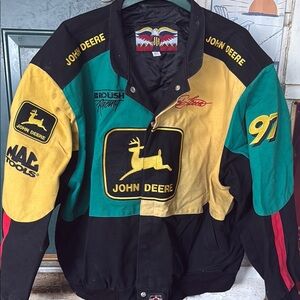 Vintage John Deere nascar racing jacket. 4xl. Multi colored